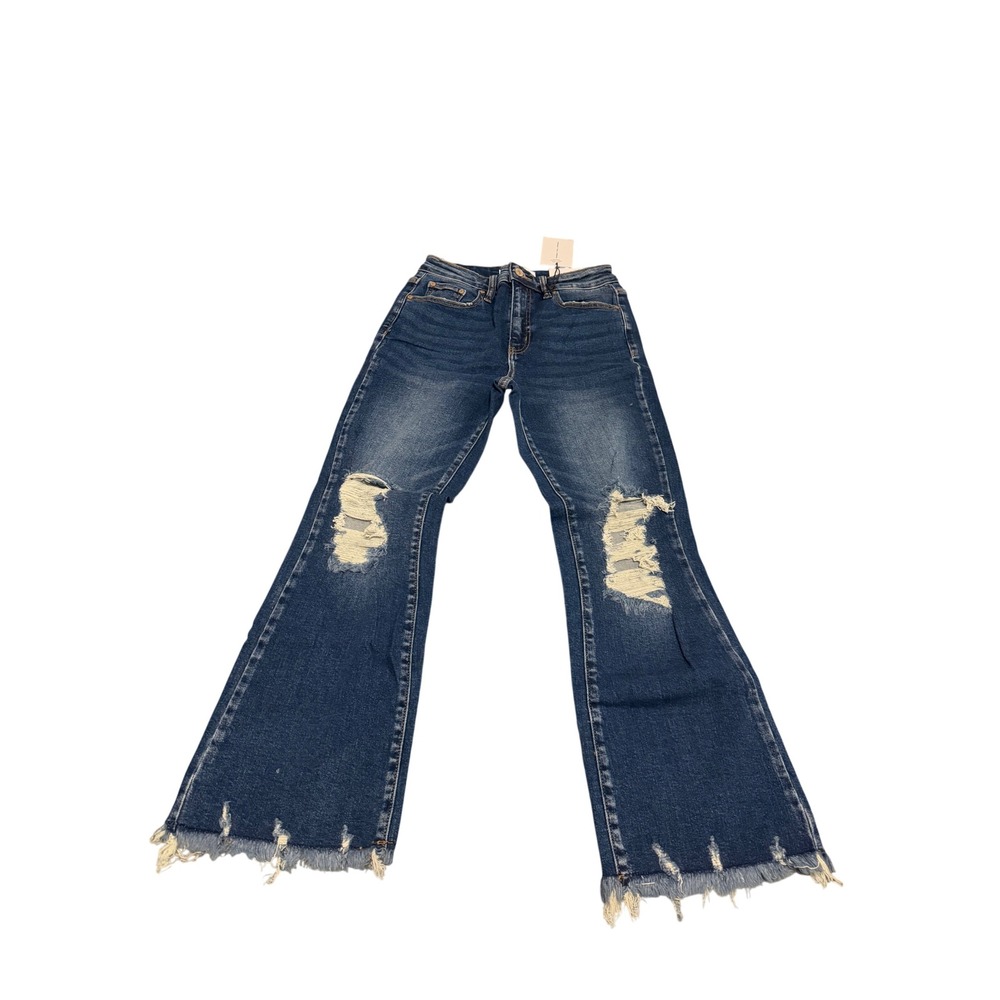462. Zenana Women's High-Rise Flared Ripped Jeans Denim Size 27 Casual Stretch